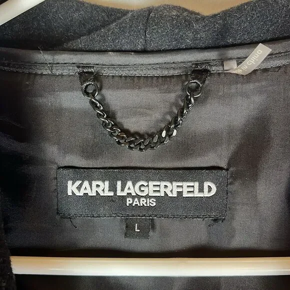 Dark Gray Karl Lagerfeld Paris Wool Blend Belted Women's Coat - Picture 4 of 8